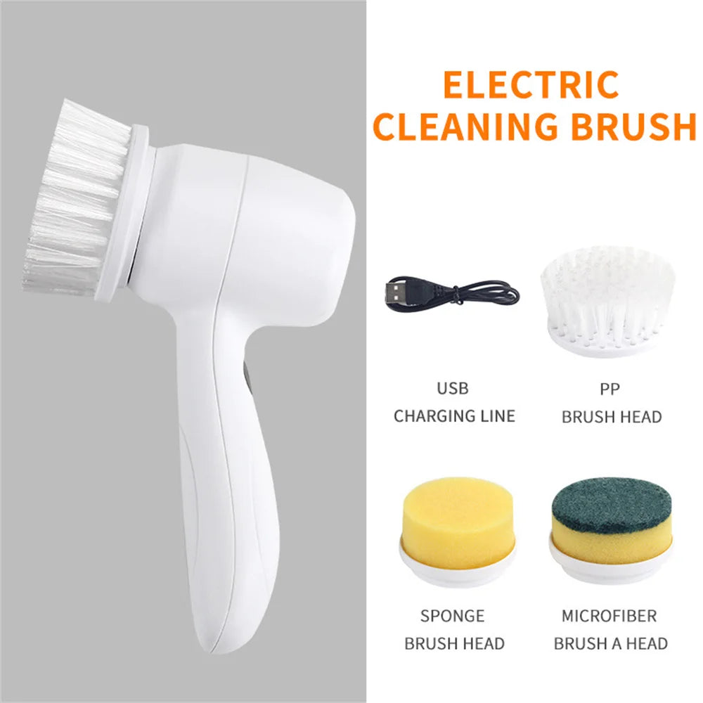 Electric Spin Scrubber | USB Rechargeable Cleaning Brush with 3 Replaceable Heads