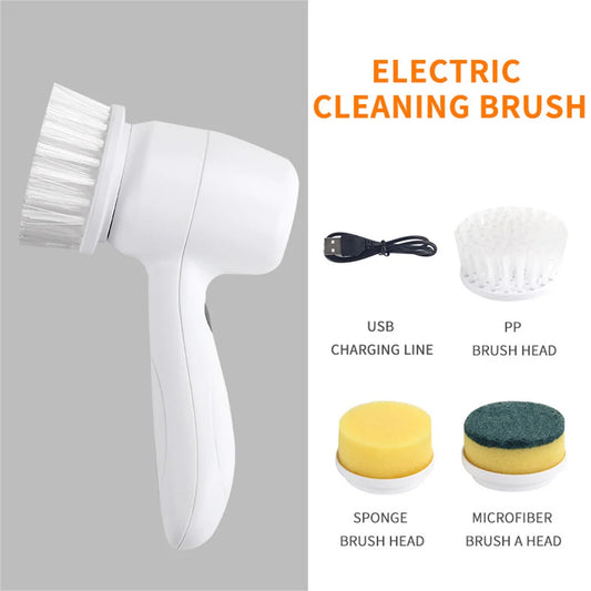 Electric Spin Scrubber | USB Rechargeable Cleaning Brush with 3 Replaceable Heads