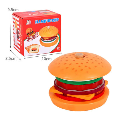 Montessori Wooden Burger Stacking Toy | Educational Preschool Kitchen Learning Game