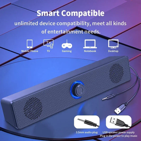 PC Soundbar Speaker | Wired & Wireless Bluetooth Soundbar for TV, Laptop & Gaming