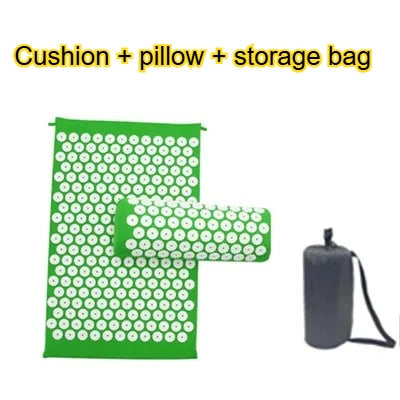 Acupressure Mat & Pillow Set | Yoga Massage Cushion for Neck, Back & Foot Relief