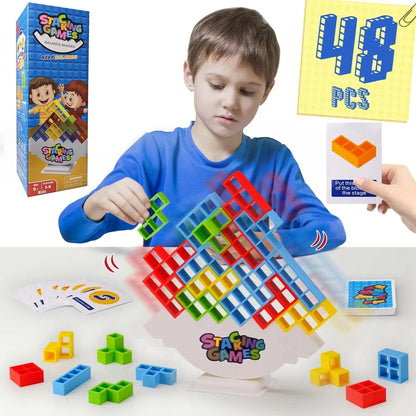 Building Block Balance Tower Game | Stacking Tetra Brick Toy for Kids & Family