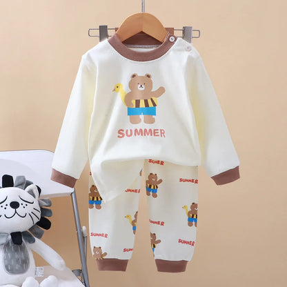 Kids Cartoon Pajama Set | 2024 Long Sleeve Toddler Sleepwear with T-Shirt & Pants