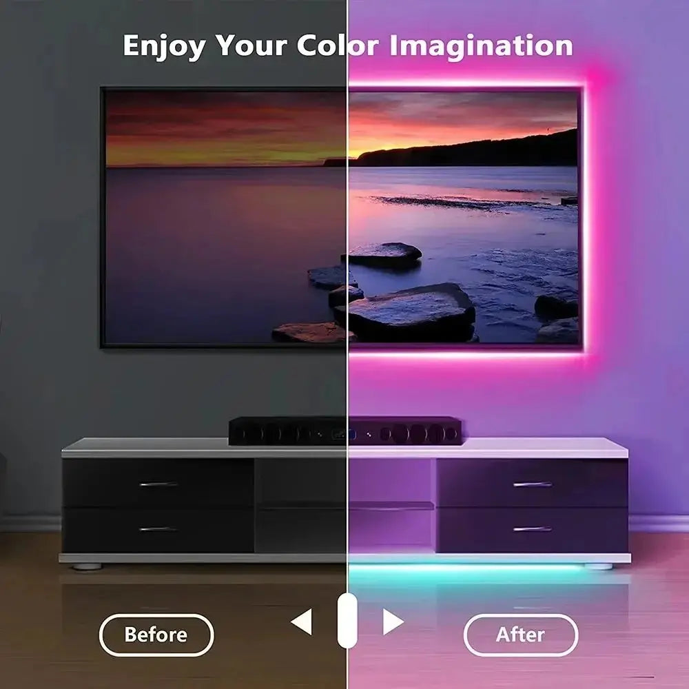 LED TV Backlight Strip | USB RGB Bluetooth Lights with Remote for Bedroom & Party