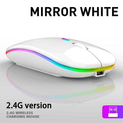 Rechargeable Wireless Mouse | Bluetooth & 2.4G USB Portable Luminous Mouse for PC, Laptop & Tablet