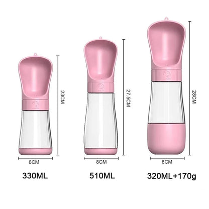 Portable Dog Water Bottle | 2-in-1 Pet Travel Dispenser with Food Container