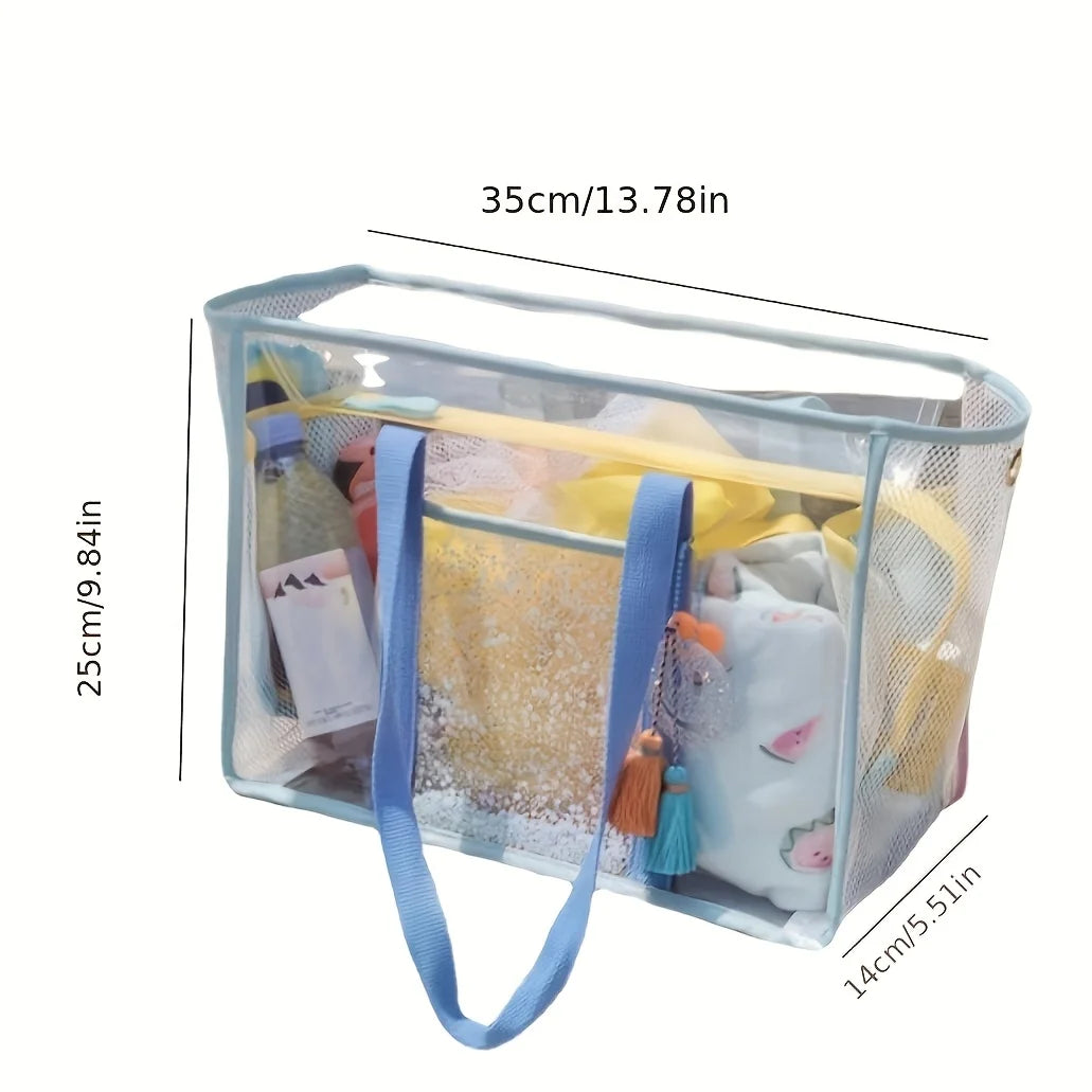 Large Clear Beach Bag | Waterproof & Sandproof Tote for Swimming, Sports & Travel