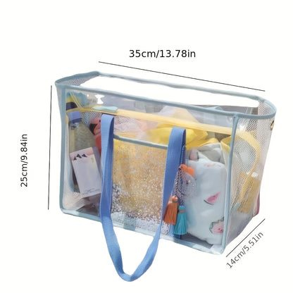 Large Clear Beach Bag | Waterproof & Sandproof Tote for Swimming, Sports & Travel
