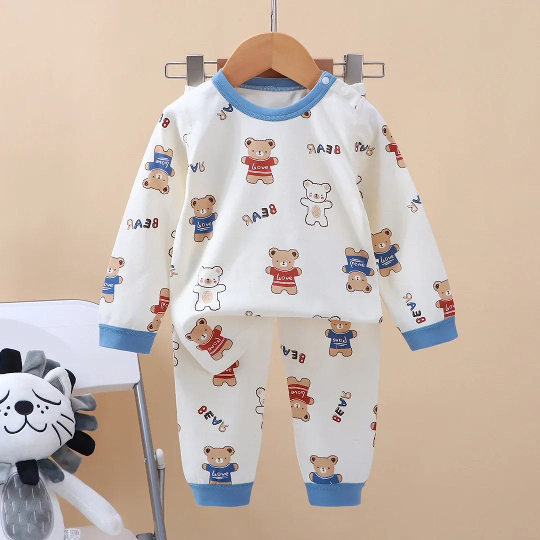 Kids Cartoon Pajama Set | 2024 Long Sleeve Toddler Sleepwear with T-Shirt & Pants