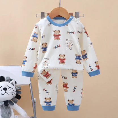 Kids Cartoon Pajama Set | 2024 Long Sleeve Toddler Sleepwear with T-Shirt & Pants