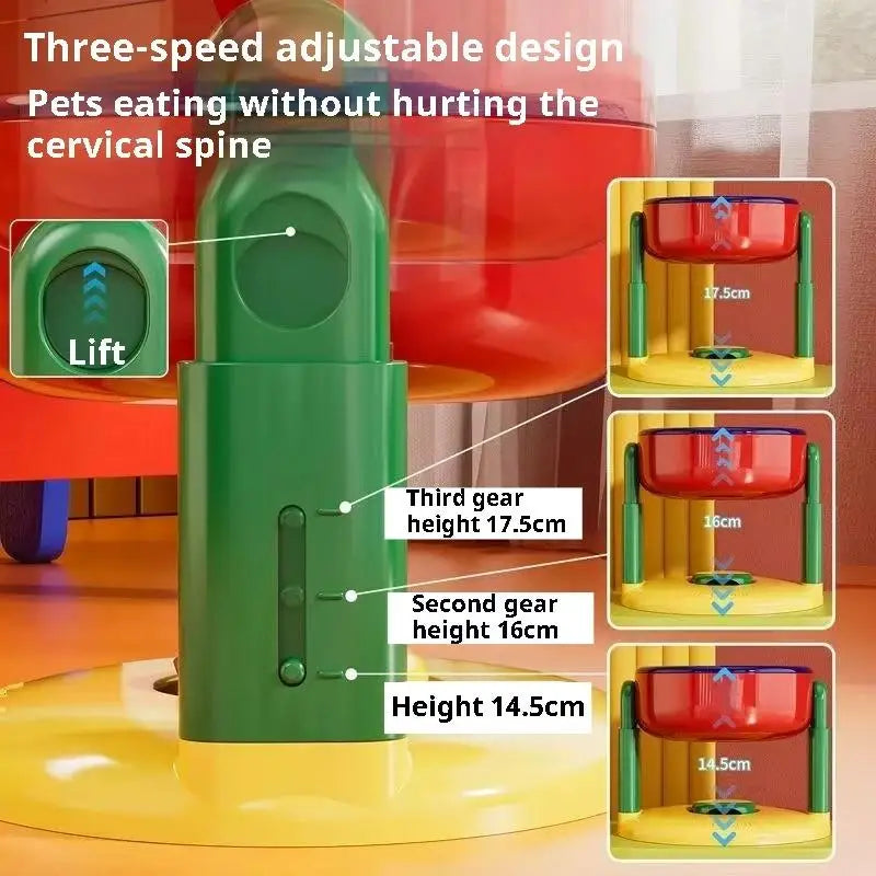 Adjustable Double Pet Feeder | Foldable Slow Feed Bowls with 3 Height Levels
