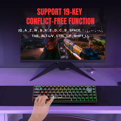 H61K Gaming Keyboard | Mini Wired Mechanical Feel Keyboard with 19-Key Anti-Ghosting