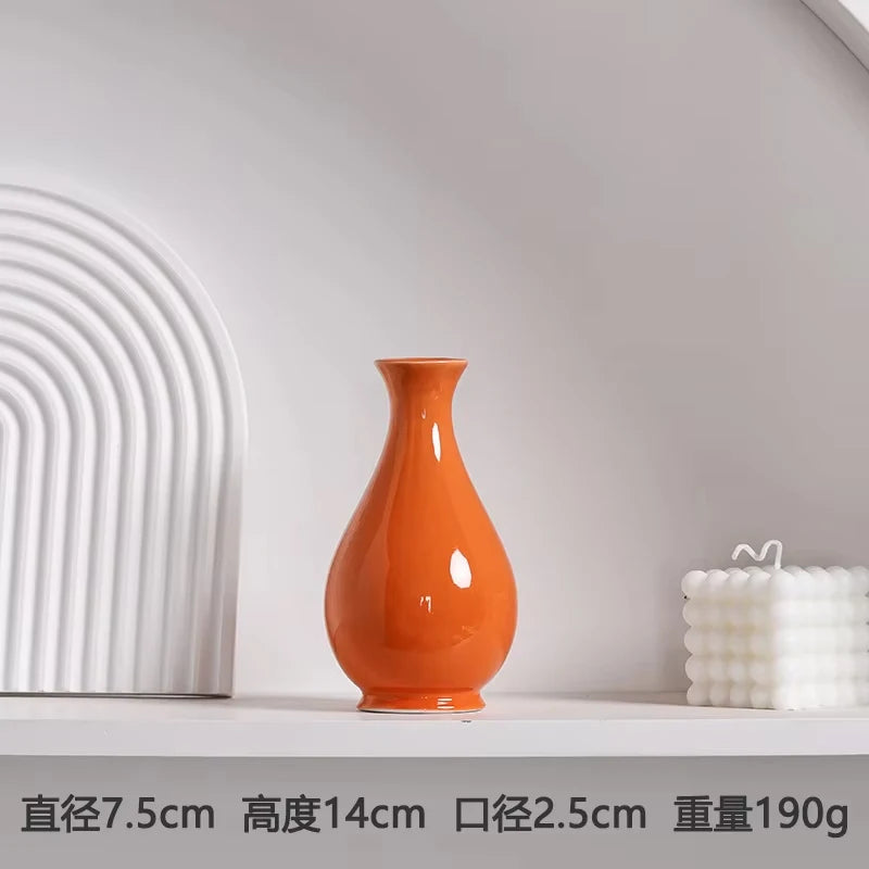 Modern Ceramic Vase | Minimalist Orange Home Décor Flower Vase