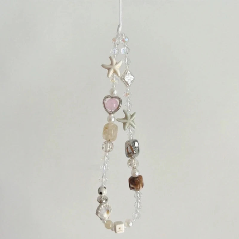 Star Pearl Beaded Phone Chain | Handmade Phone Strap & Charm Lanyard Gift