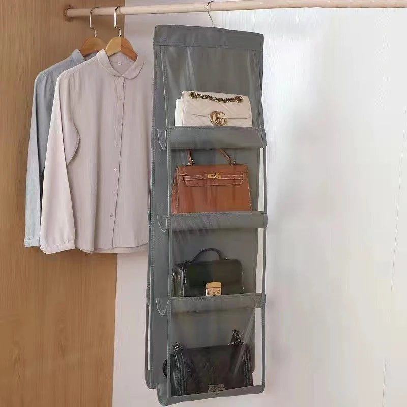 Hanging Handbag Organizer | Transparent Closet & Door Storage Bag with Pockets