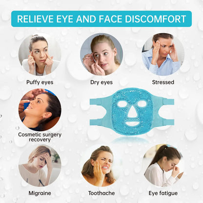 Full Face Ice Mask | Hot & Cold Gel Compress for Facial Massage & Spa Care
