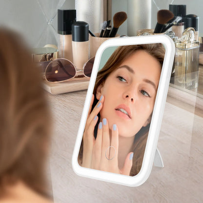 LED Lighted Makeup Mirror | Portable Dimmable Vanity Mirror with Stand for Home & Travel