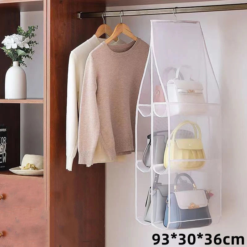 Hanging Handbag Organizer | Transparent Closet & Door Storage Bag with Pockets