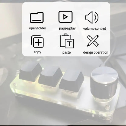 USB Mechanical Macro Keyboard | 3-Key Custom RGB Mini Keypad with Programming Knob