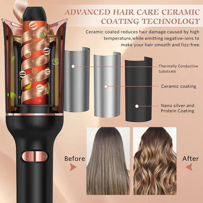 Automatic Hair Curler | Ceramic Rotating Air Curling Iron & Spin Wand Styler