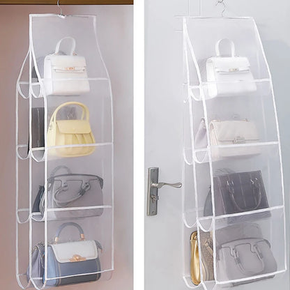 Hanging Handbag Organizer | Transparent Closet & Door Storage Bag with Pockets