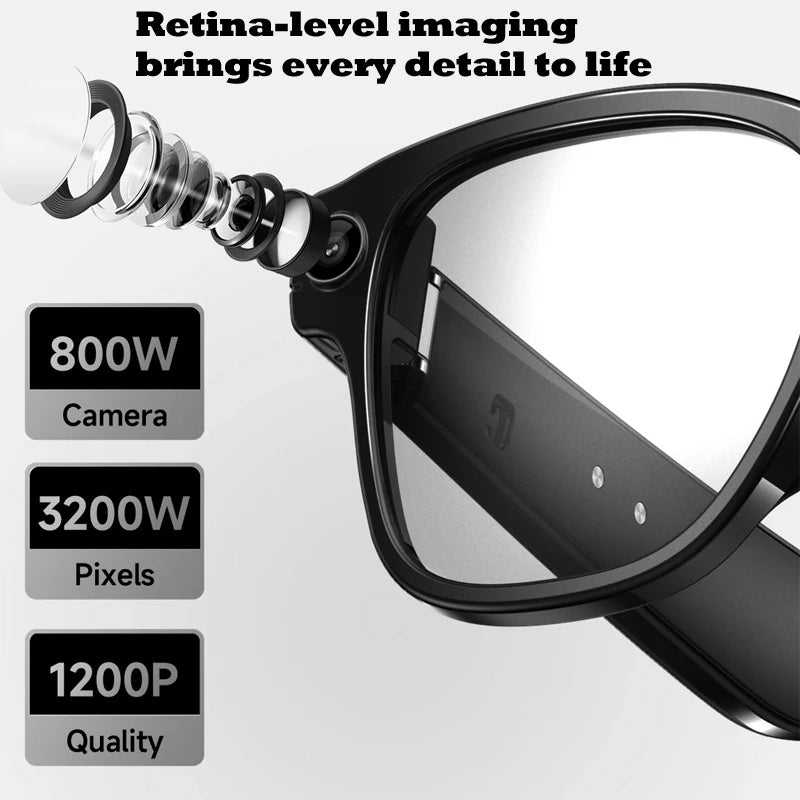 Smart Glasses | 8M HD Camera, AI Voice Assistant, Translation & Object Recognition