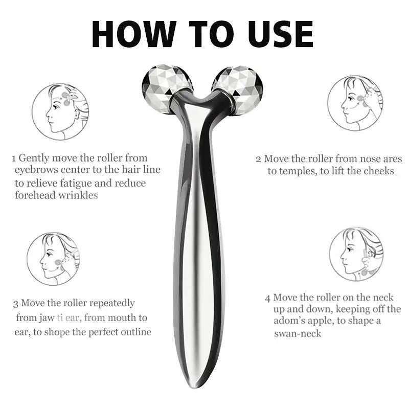 3D Y-Shaped Facial Massage Roller | 360° Rotating Face Slimming & Lifting Tool