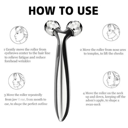 3D Y-Shaped Facial Massage Roller | 360° Rotating Face Slimming & Lifting Tool