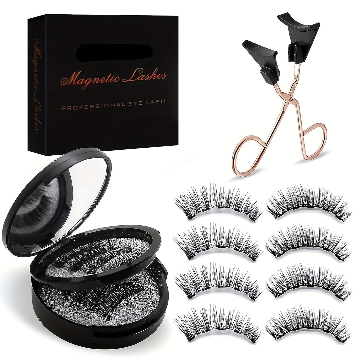 8PCS Magnetic Eyelash Kit | Reusable Natural False Lashes with Eyeliner & Applicator
