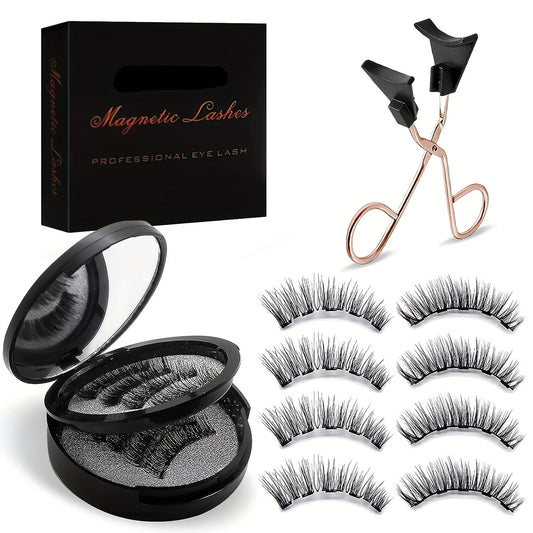 8PCS Magnetic Eyelash Kit | Reusable Natural False Lashes with Eyeliner & Applicator