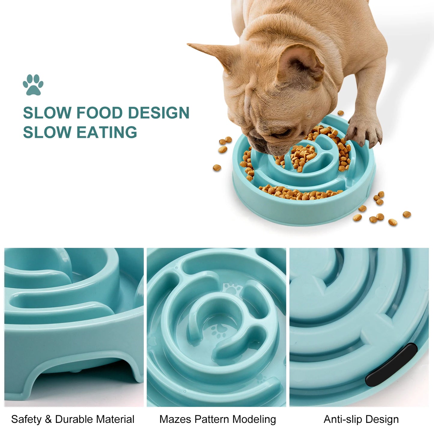 “Dog Slow Feeder Bowl | Non-Slip Anti-Gulping Food Dish for Puppies & Large Dogs