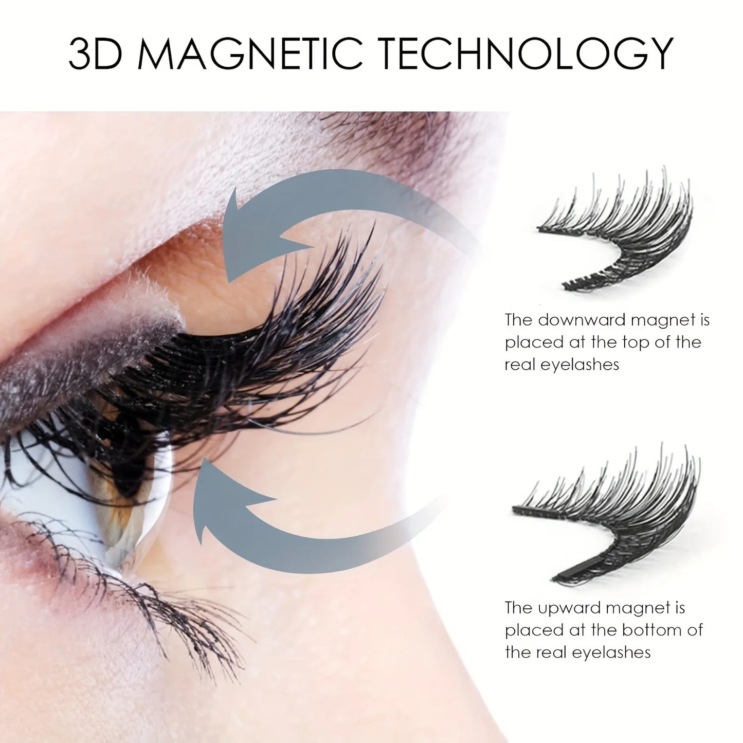 8PCS Magnetic Eyelash Kit | Reusable Natural False Lashes with Eyeliner & Applicator