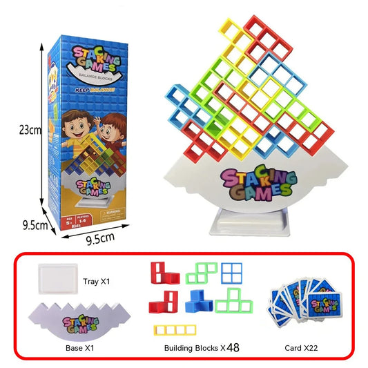 Building Block Balance Tower Game | Stacking Tetra Brick Toy for Kids & Family