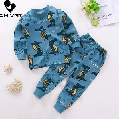 Kids Cartoon Pajama Set | 2024 Long Sleeve Toddler Sleepwear with T-Shirt & Pants