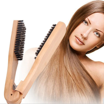 2-in-1 Hair Straightener Styling Comb | Double-Sided Clamp Brush for Smooth Straight Hair