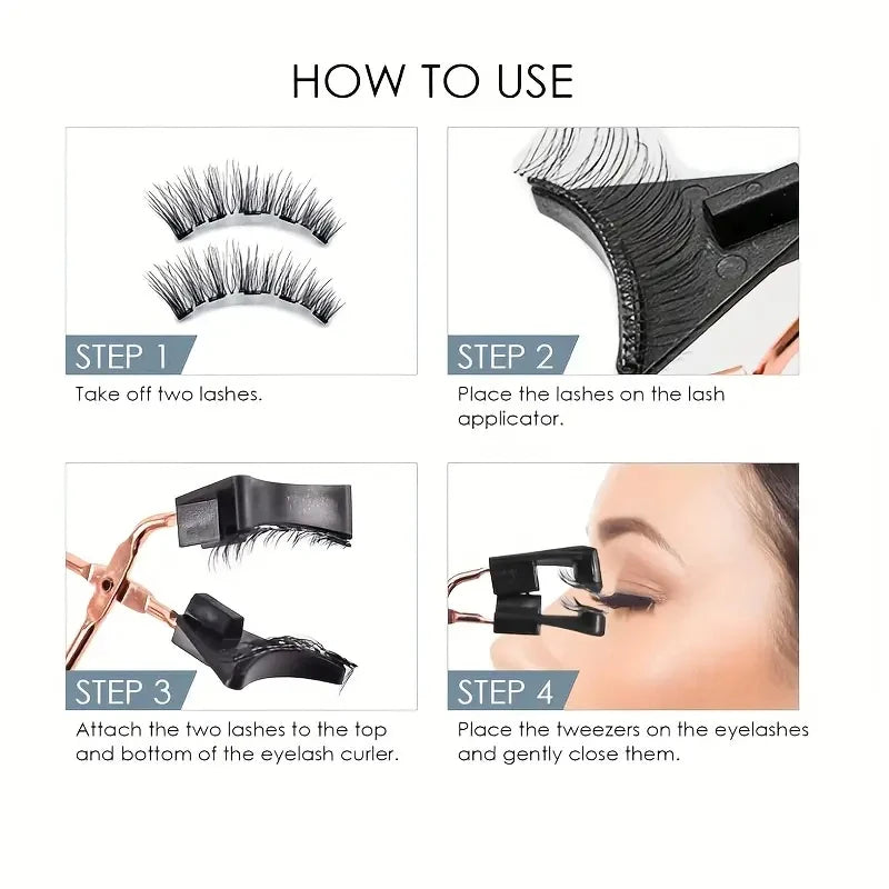 8PCS Magnetic Eyelash Kit | Reusable Natural False Lashes with Eyeliner & Applicator