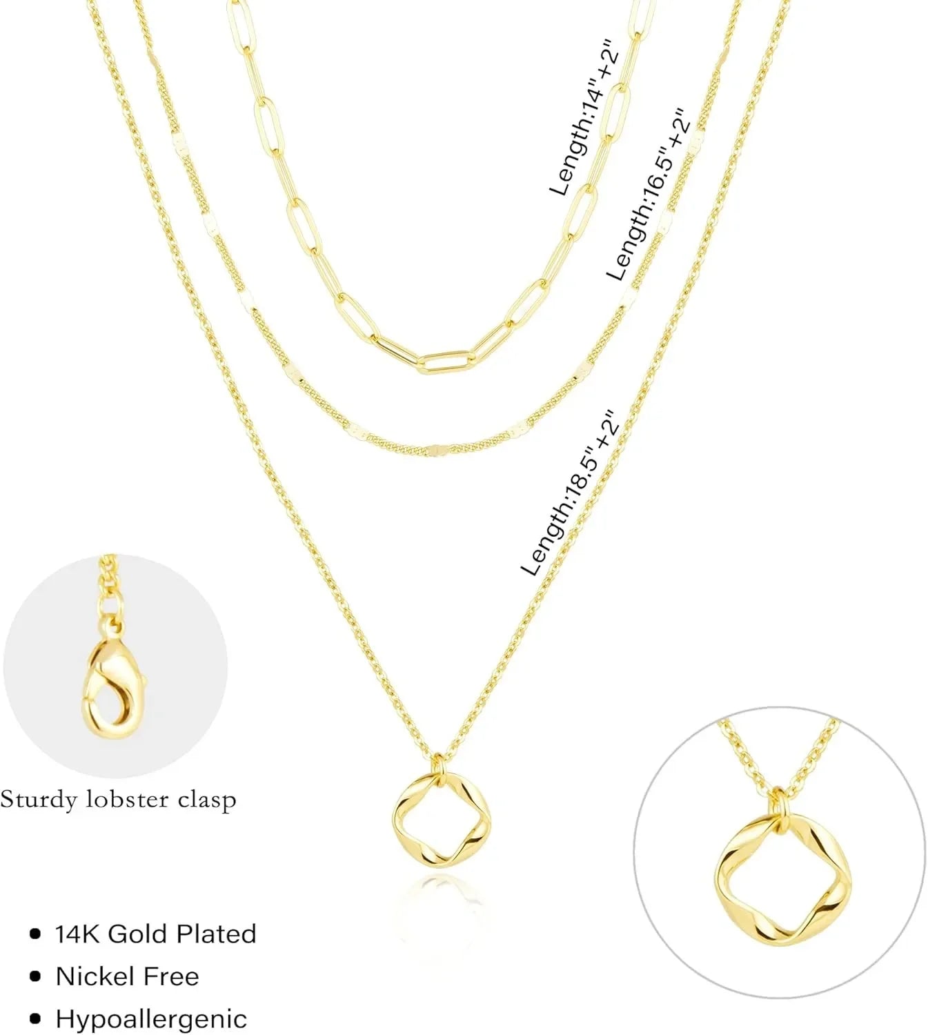 Layered Gold Necklace Set | Women’s 14K Plated Paperclip Chain & Pendant Choker