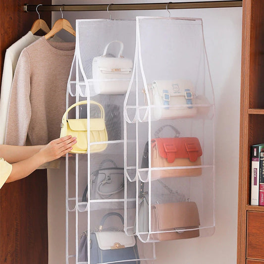 Hanging Handbag Organizer | Transparent Closet & Door Storage Bag with Pockets
