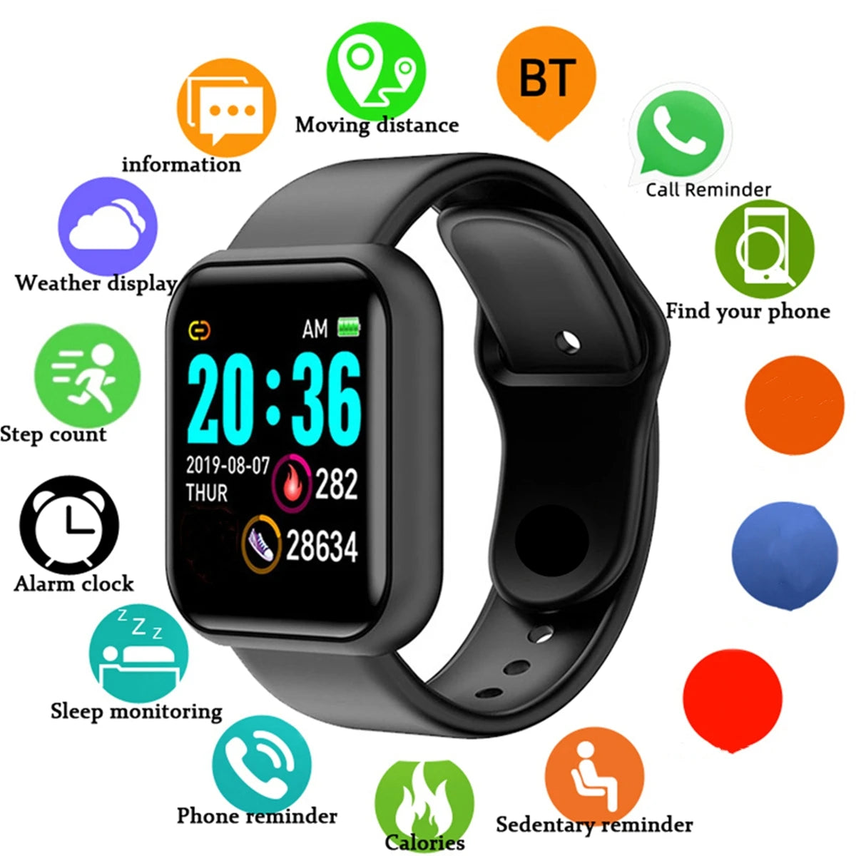 Unisex Smartwatch | Fitness Tracker, Message Alerts & Electronic Wristwatch for Android & iOS
