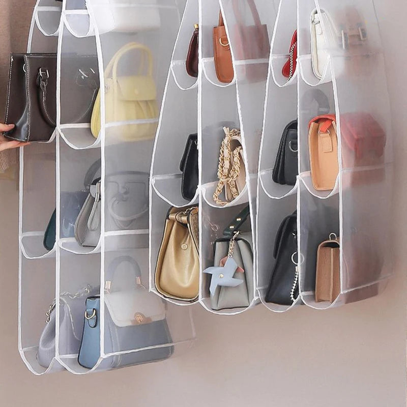Hanging Handbag Organizer | Transparent Closet & Door Storage Bag with Pockets
