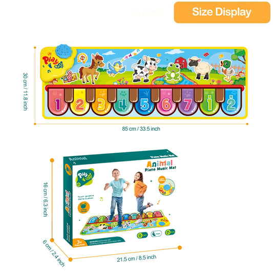 Musical Piano Floor Mat | Interactive Kids Playmat with Music & Animal Sounds