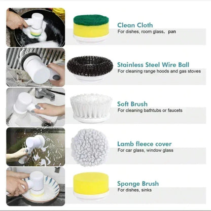 Electric Spin Scrubber | Power Bathroom Cleaning Brush with 5 Replaceable Heads