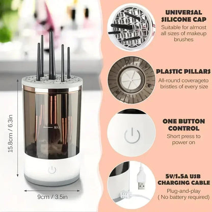 Portable Electric Makeup Brush Cleaner | USB Quick Cleaning Machine with Brush Collars