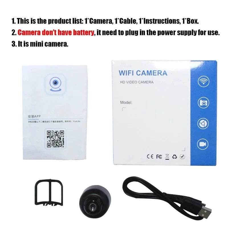 1080P HD Mini WiFi Camera | Wireless Night Vision Security Camera for Home, Kids & Pets