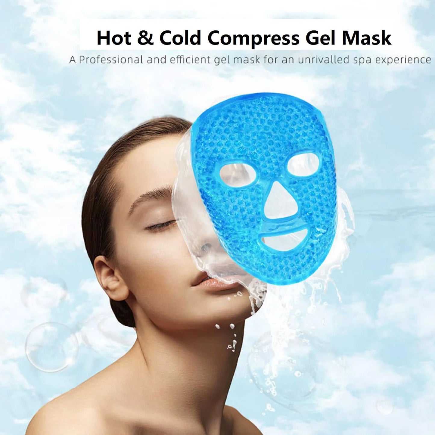 Full Face Ice Mask | Hot & Cold Gel Compress for Facial Massage & Spa Care