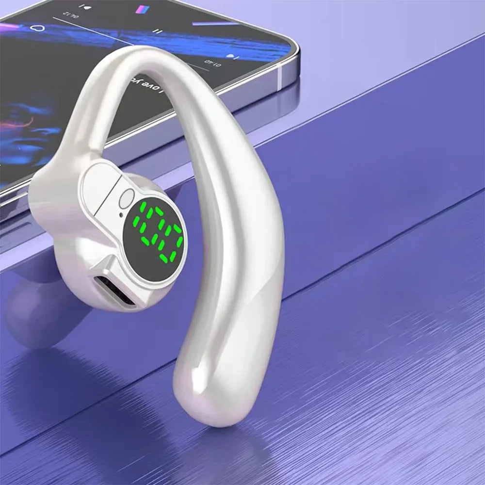 Bluetooth 5.4 Earphone | Single Wireless Earhook Headset with Mic & Noise Cancelling