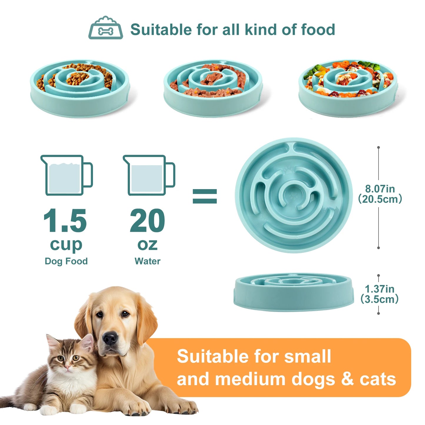 “Dog Slow Feeder Bowl | Non-Slip Anti-Gulping Food Dish for Puppies & Large Dogs