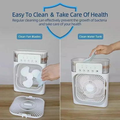 3-in-1 Mini Air Cooler | Portable Fan, LED Night Light & Humidifier for Home & Office