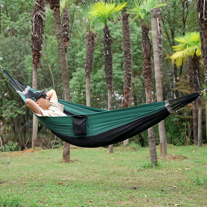 Portable Single Hammock | Colorful Parachute Fabric Bed for Camping & Travel