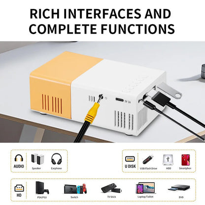 Portable Mini Projector | Full HD 1080P Support with Remote & USB Connection